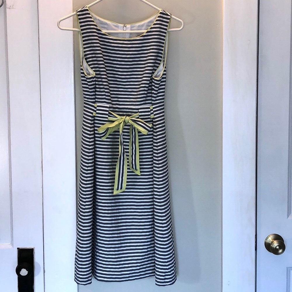 Ann Taylor Loft gray white empire waist dress - Picture 3 of 9